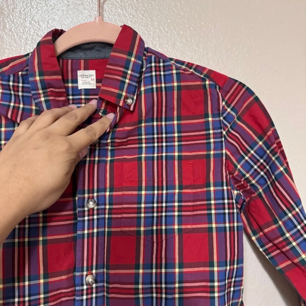 CREWCUTS Red Plaid Button-Up boys Shirt